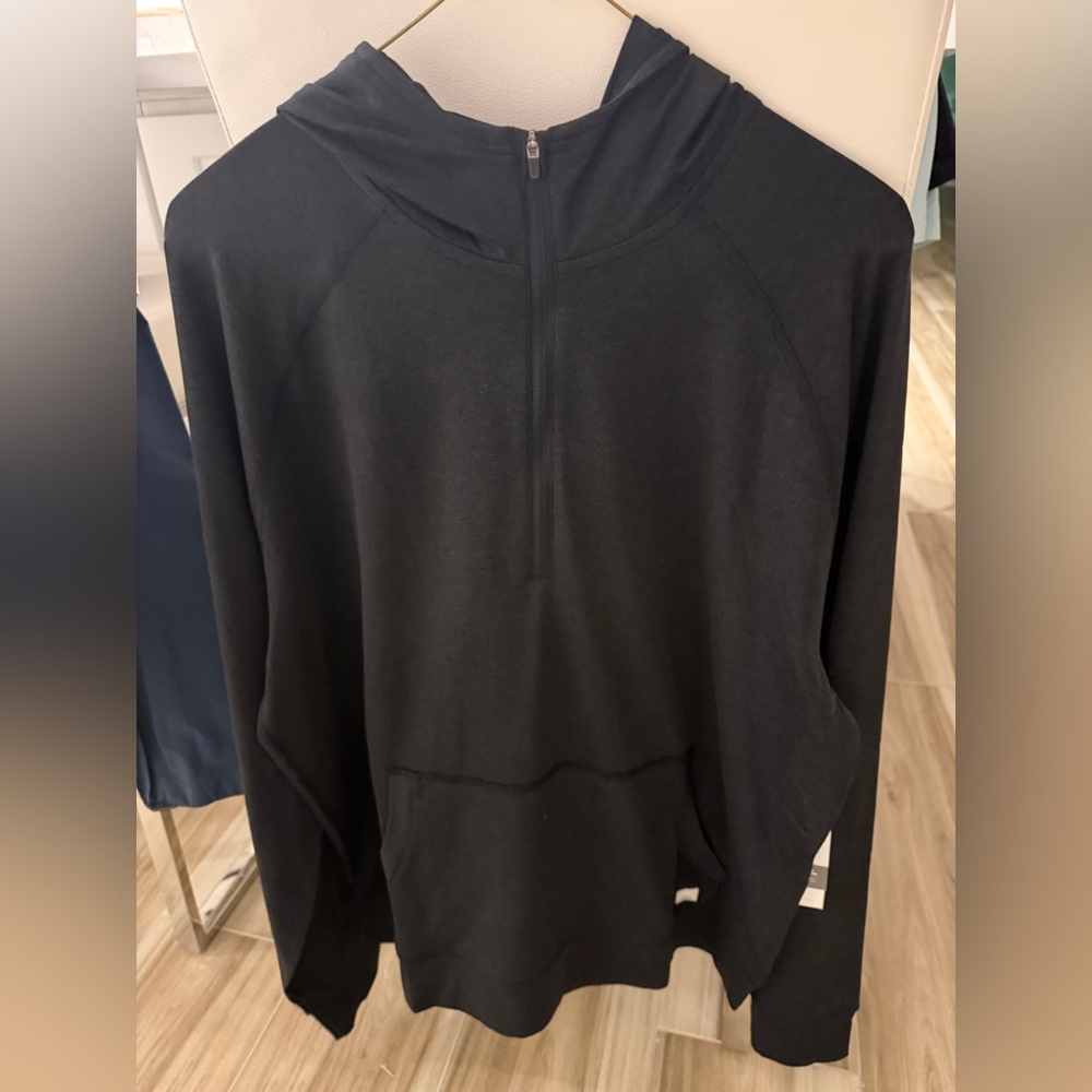 Vuori Ponto Performance Half Zip Hoodie in Black Heather size L BNWT